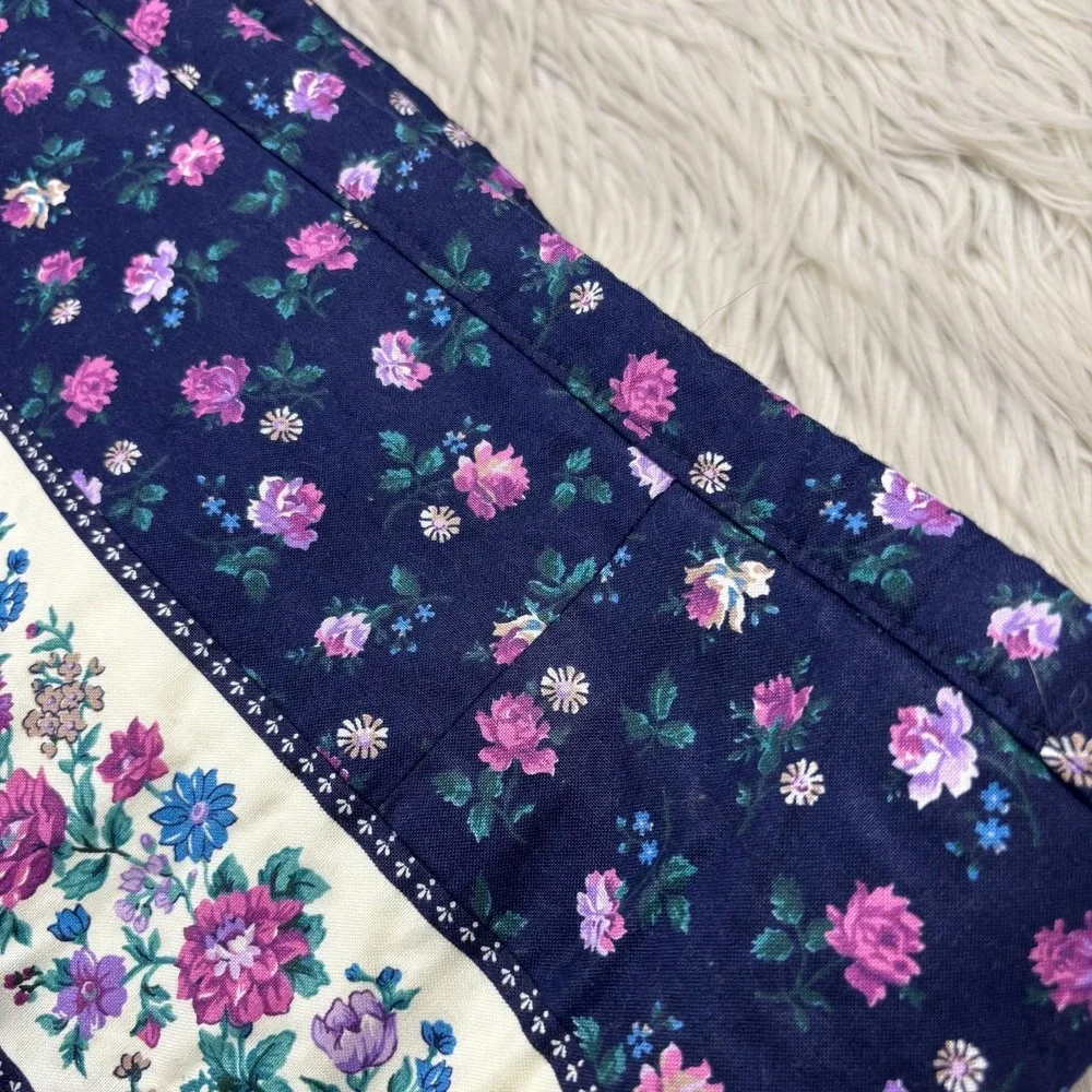 Handmade Floral Quilt Navy Blue Purple Dark Floral 68